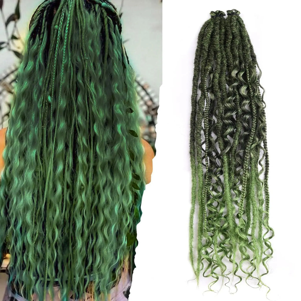 24 Inch Synthetic 8 Strands/Lot SE Dreadlocs Braids Hair Extensions, 3 In 1 Mixed Hippie Style Single End Dreadslocks for Women
