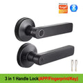 Work with Tuya App Bluetooth Smart Fingerprint Door Lock Password Mechanical Key NFC Unlocking For Wooden Door Handle Lock IP65