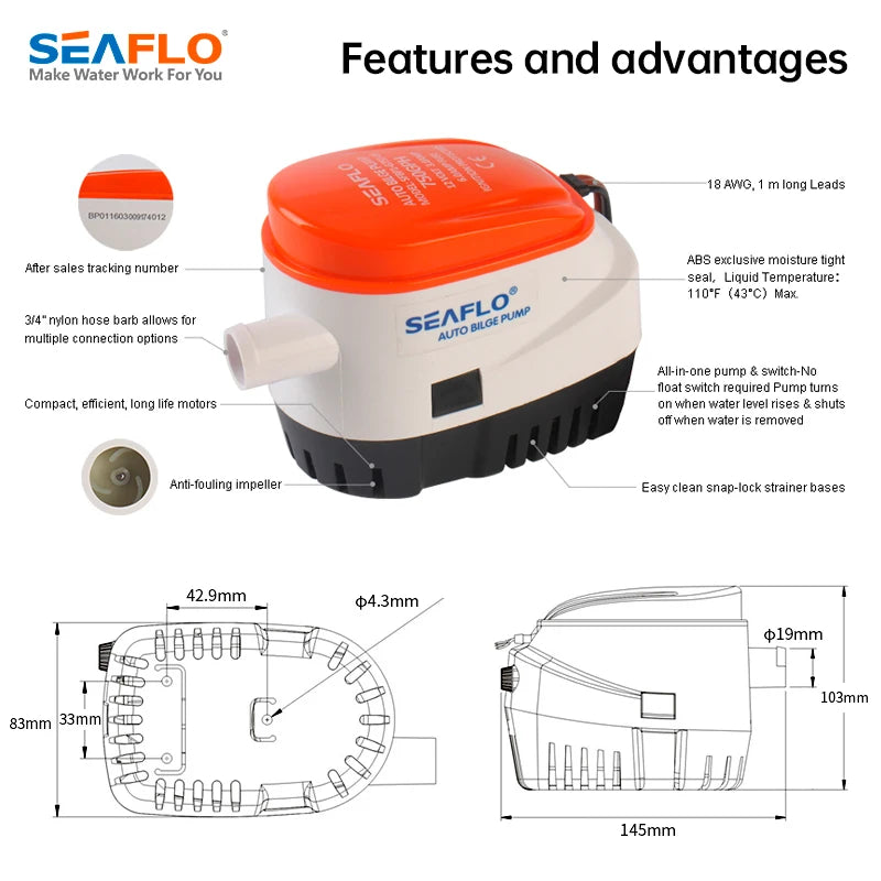 Marine Water Pump Small Bilge Pump 12V24V Yacht Drainage Fast Boat DC Submersible Pump Bilge Automatic Drainage Pump