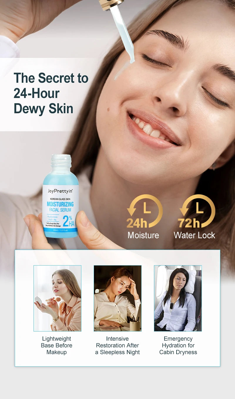 JoyPrettyin Moisturizing Face Serum Hyaluronic Acid Facial Essence Reduces Dry Fine Lines Korean Skin Care