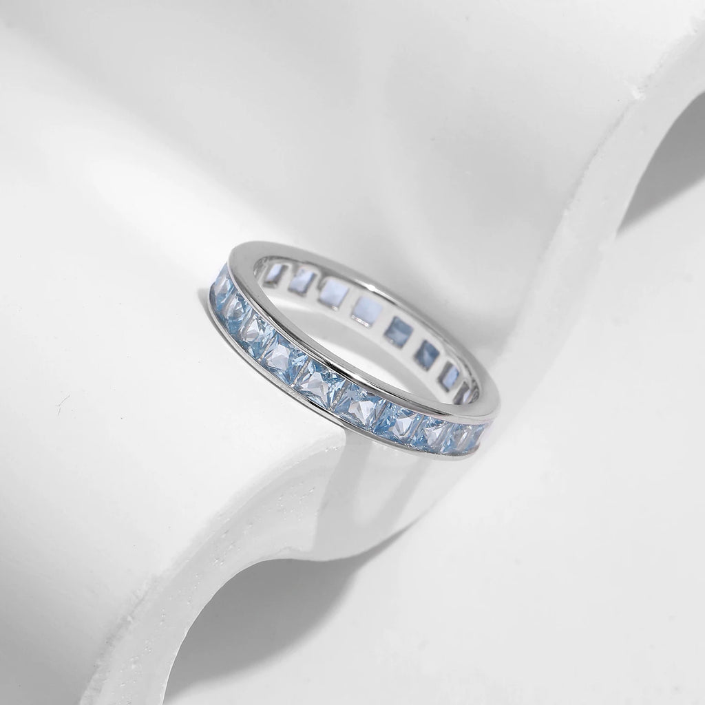 MODIAN 925 Sterling Silver Luxury Square Zirconia Finger Ring Fashion Stackable Eternity Band Rings For Women Fine Jewelry