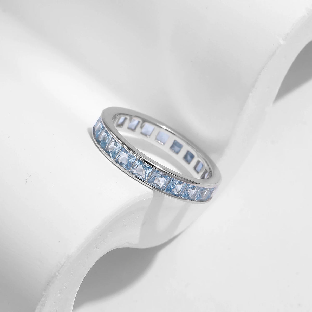 MODIAN 925 Sterling Silver Luxury Square Zirconia Finger Ring Fashion Stackable Eternity Band Rings For Women Fine Jewelry