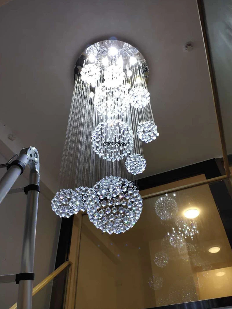New Modern Crystal Led Chandelier Item Large Villa Salon Ceiling Lights Hotel Kitchen Staircase Living Room Decor Pendant Lamp
