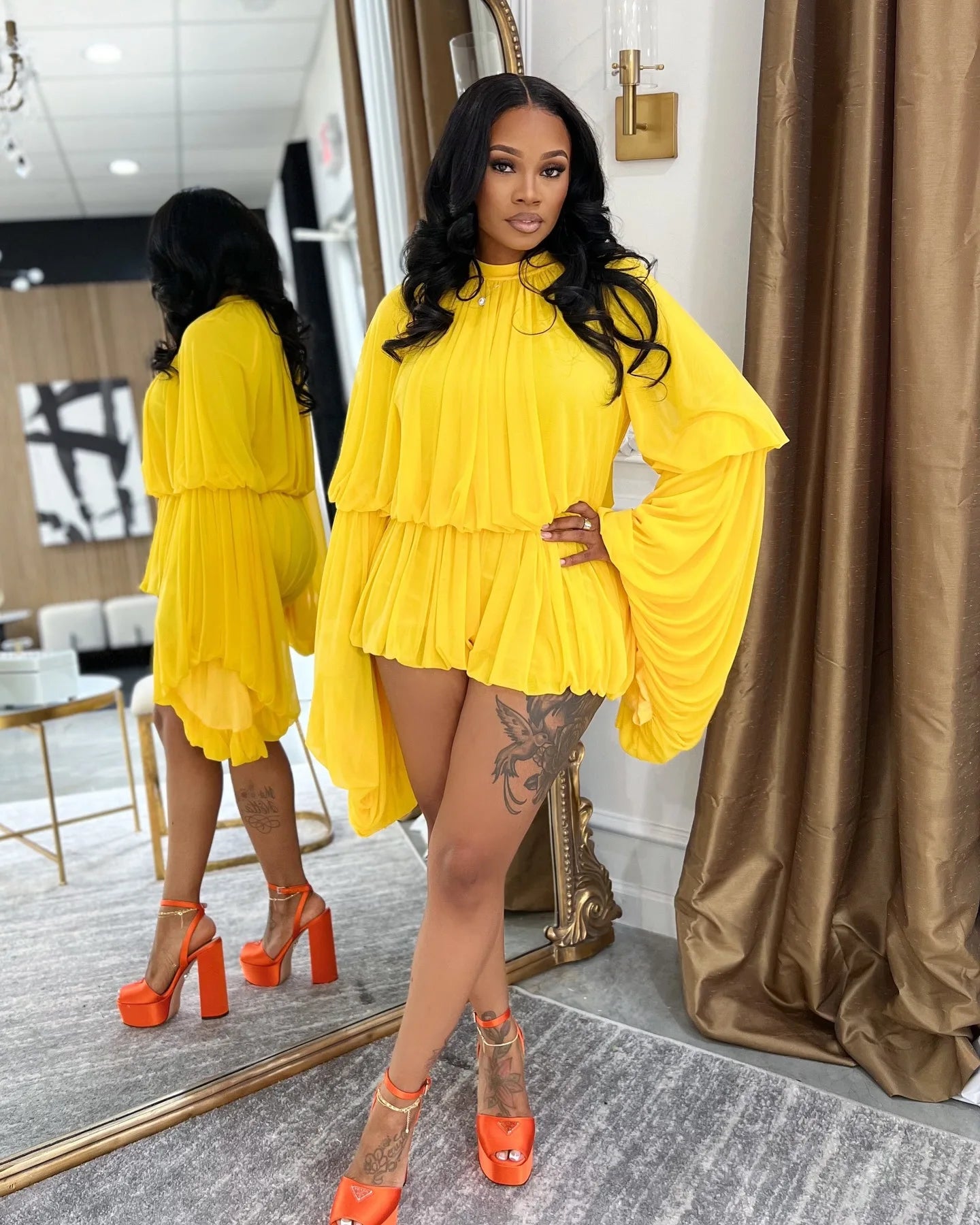 Two Piece Sets Women Shorts Lantern Sleeve Matching Sets Shirts Shorts Ruffles Pleated Suits Elegant Summer Y2k Streetwear Work