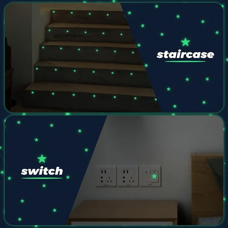 514pcs Glow in the Dark Star Stickers 3D Geometric Patterned Ceiling and Wall Decor for Kids Bedroom Halloween Home Decoration