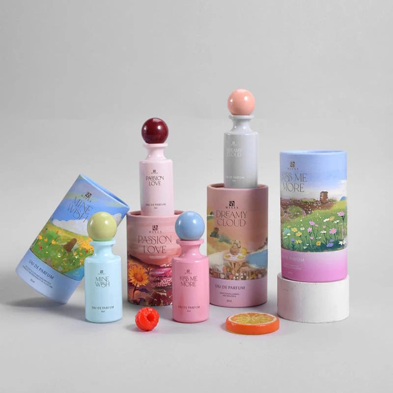 Luxury Floral Fruity Perfume,Cylindrical Gift Box Women's Scent,Rose/Jasmine/Sandalwood/Amber/Vanilla/Musk/Raspberry Fragrance