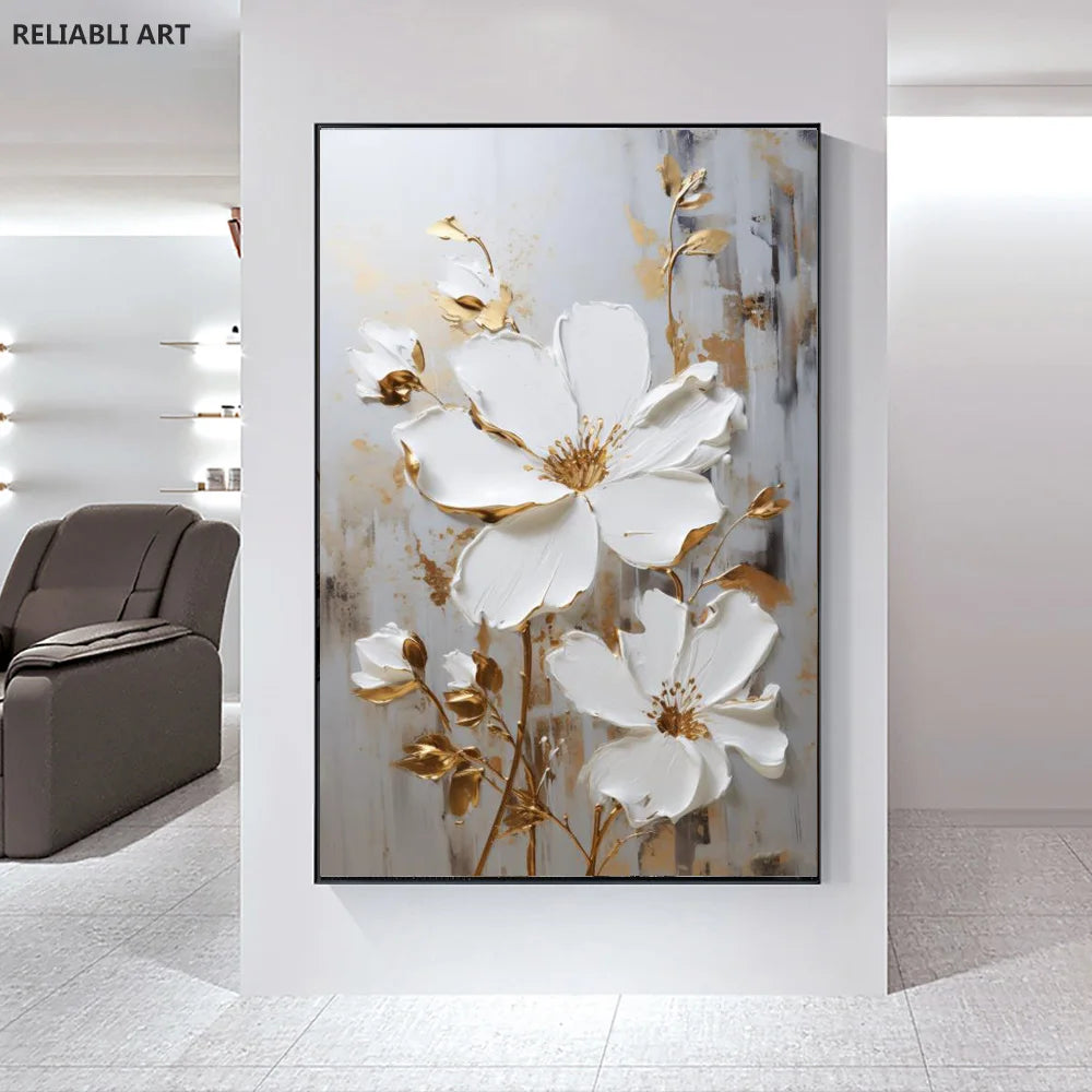 Modern Light Luxury Living Room Decor, Abstract Flower Art Posters,Home Decoration, Prints Canvas Wall Picture,Unframed