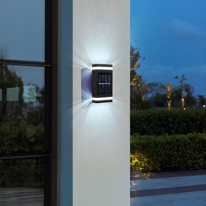 6LED Outdoor Solar Wall Lamp, Waterproof Wall Washing Lights, Up And Down Lighting, For Terrace, Garden, Fence, Villa Exterior W