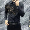 2025 Spring, Autumn and Winter New Men's High-end Printed Shirt Light Luxury Fashion Casual Trendy