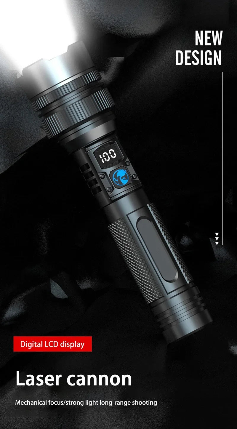 2000LM Super Bright LED Flashlight, USB-C Rechargeable with Digital Display Torch,Long Lasting for Outdoor Camping Emergency