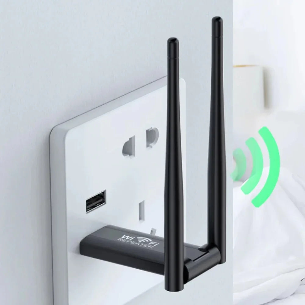 KEBIDUMEI Wireless 2.4G 300Mbps USB WiFi Repeater Extender Signal Amplifier Booster Long Range Router Home Network Extension
