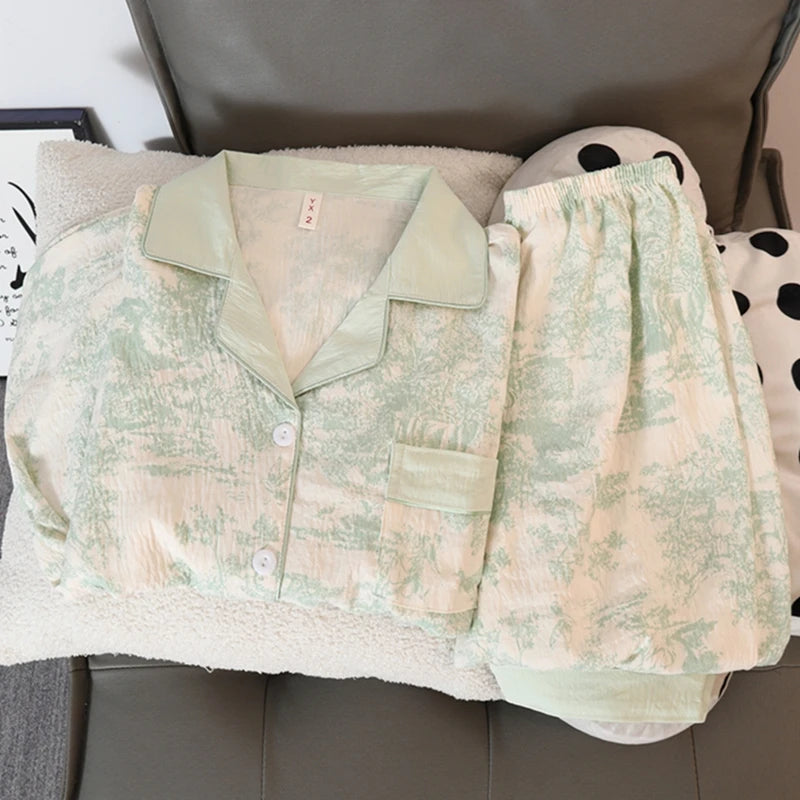 Y2K Colourful Love Plaid Print Women's Pajamas Harajuku Style Sweet Cute Sleepwear Women's New Spring Kawaii 2 Piece Pajamas Set