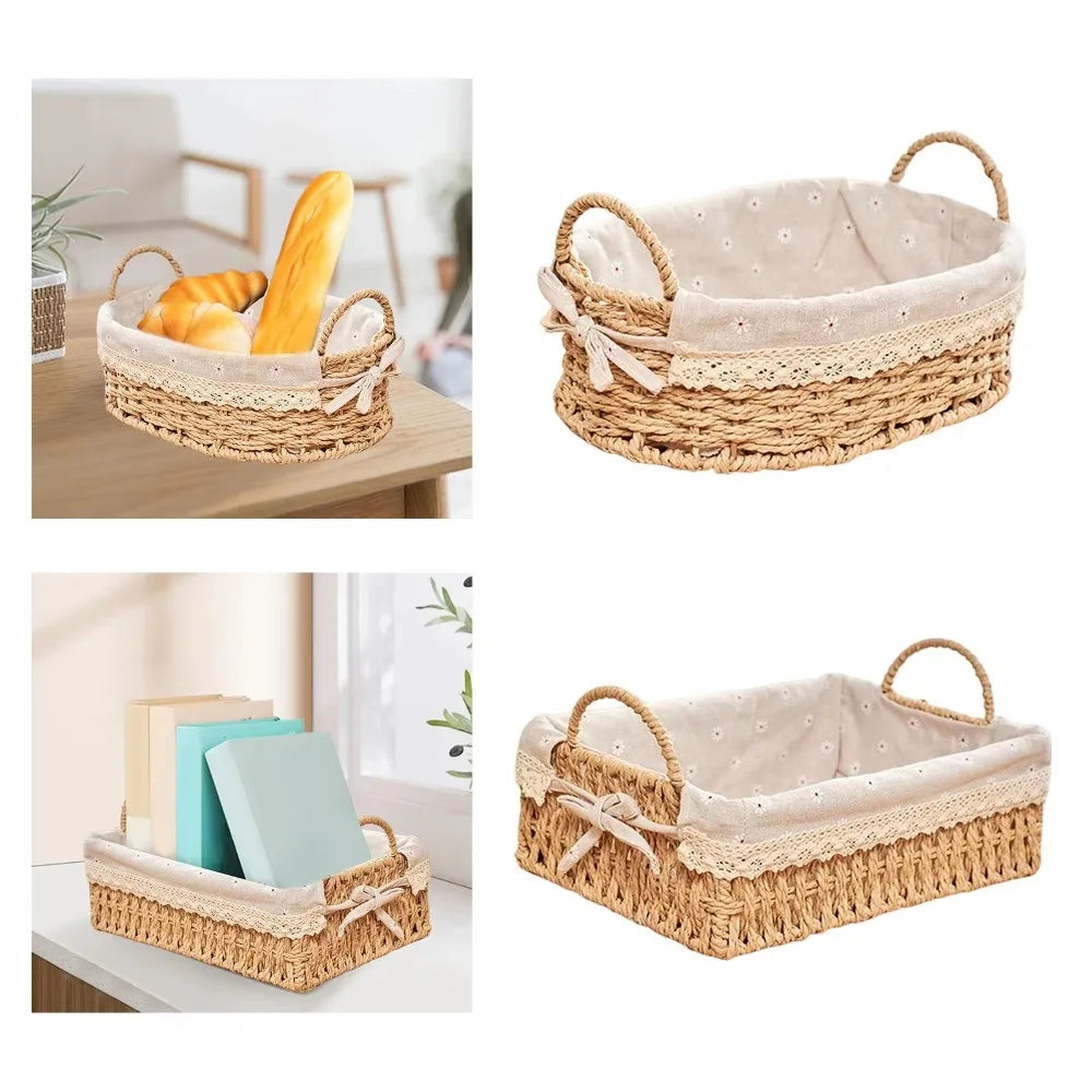 Imitation Rattan Rattan Storage Baskets Vegetable Fruit Multi-Purpose Hand-woven Baskets Toy Storage Home Decoration