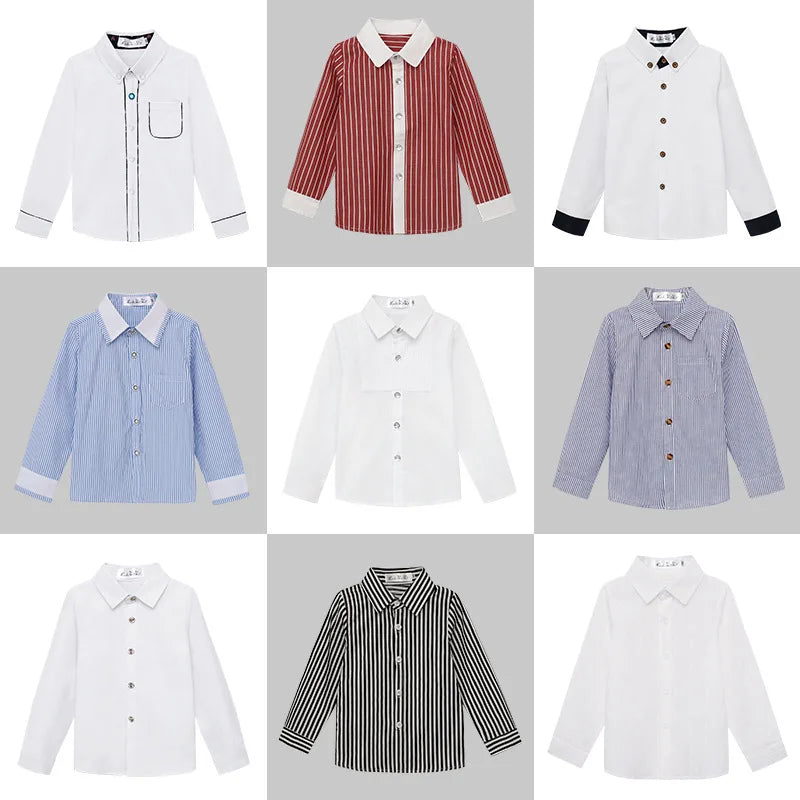 Teenage Clothes Baby Boy Shirt School Uniform Formal Shirt Turn-down Collar Children Girl White Shirt Kid Tops Blouse Coat A1293