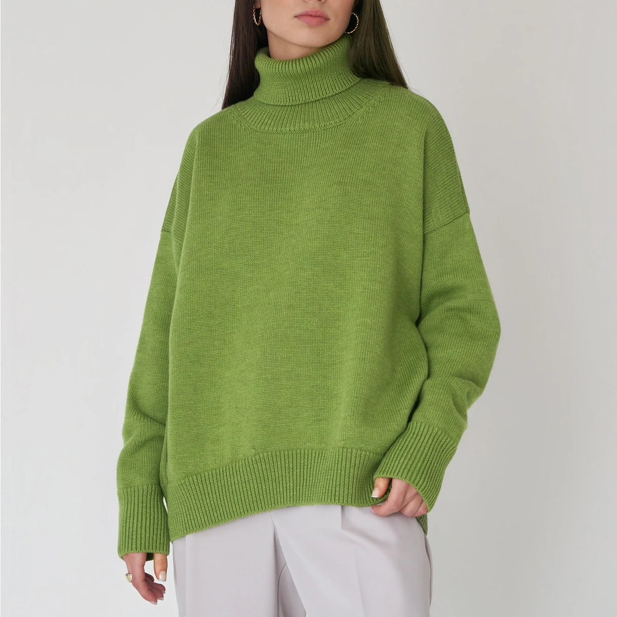 Bornladies Women Turtleneck Sweater CHIC Autumn Winter Thick Warm Pullover Top Oversized Casual Loose Knitted Jumper Female Pull