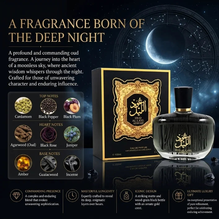Luxury Oriental Oud Al Layl Eau De Parfum Long Lasting Fragrance Spray For Men And Women Arabian Perfume Body Mist Scent