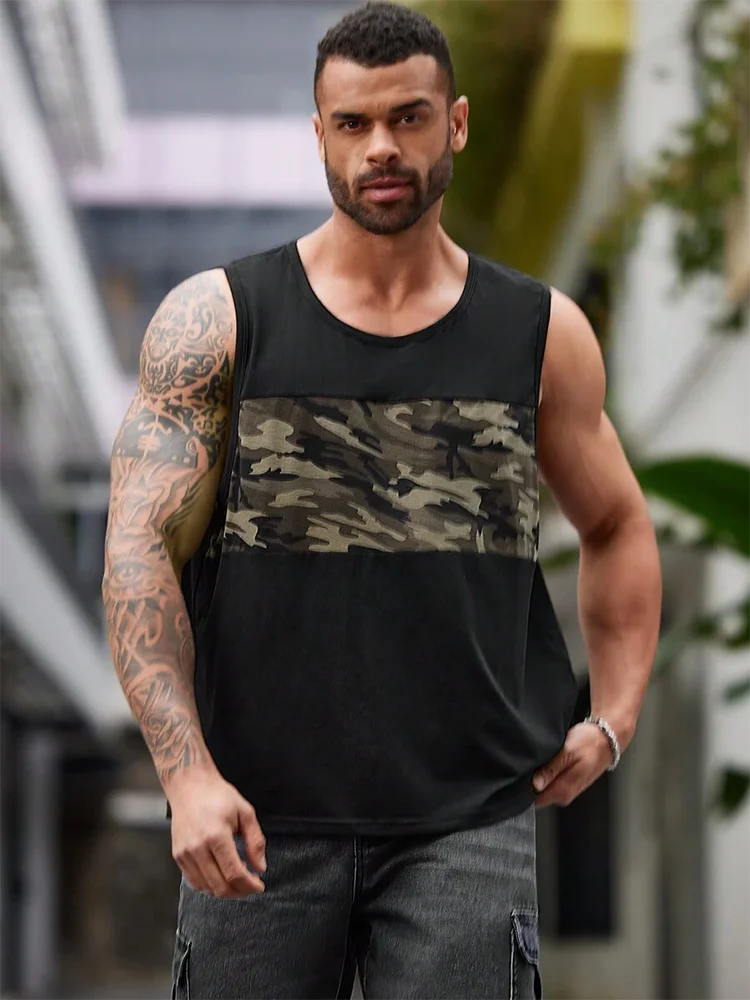 Summer Daily Urban Casual Men's Tank Top Fitness Exercise Breathable Men's Tank Top Outdoor Street Fashion Men's Tank Top