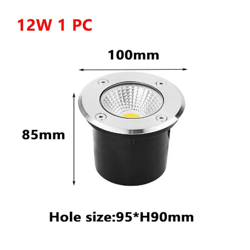 5W 10W 12W 15W Led Garden Underground LampsOutdoor IP67 Waterproof Buried Garden Path Spot Recessed Underground Light Warm White