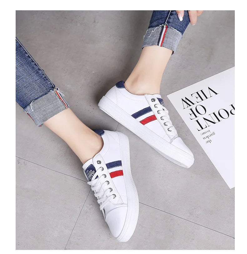 2026 Spring/Summer Autumn/Winter Casual Women's Leather Shoes White Flat Bottom Soft soled Breathable Sneakers Running Shoes