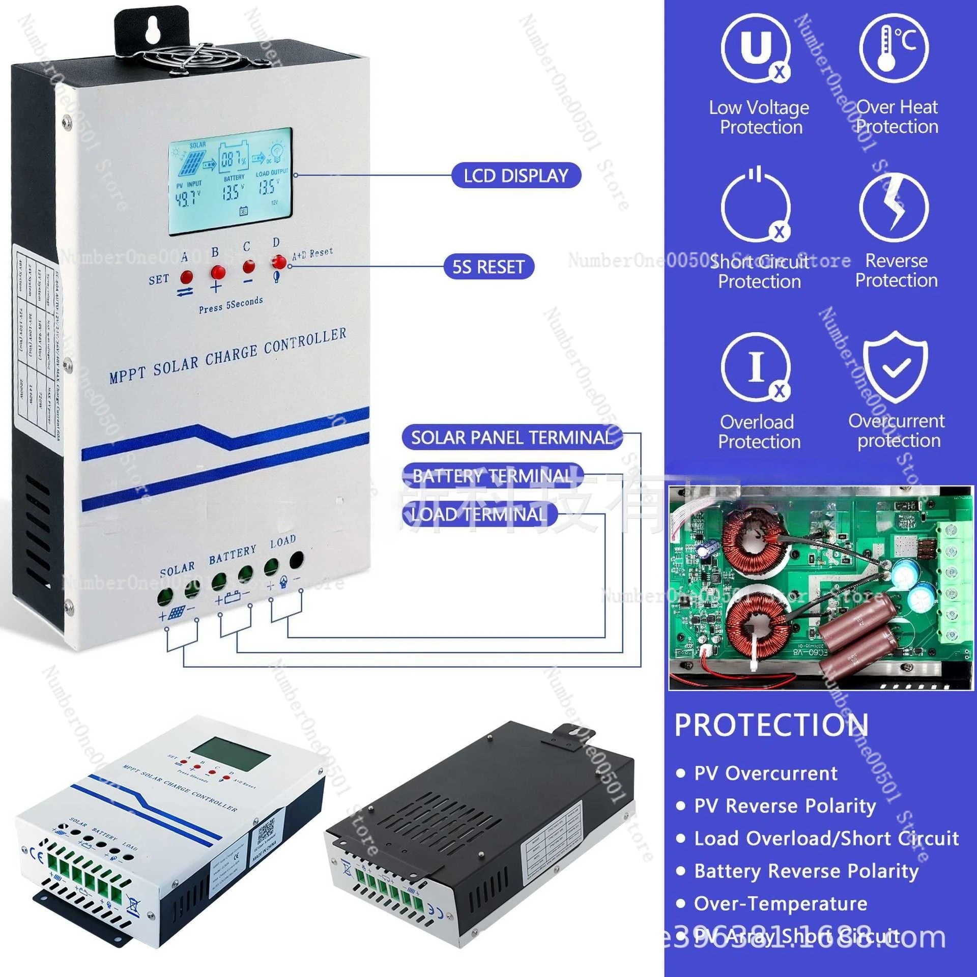 New Energy MPPT Solar Charge Controller 12V 24V 36V 48V 60A High Voltage Fast Charger for Photovoltaic System