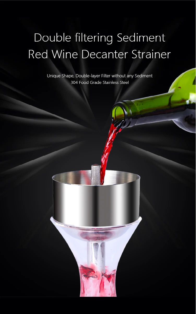 Stainless Steel Wine Aerator Shower Funnel with Sediment Strainer