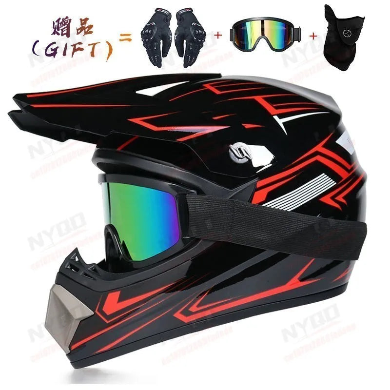 Off-road Motorcycle Helmet, Adult Motocross ATV Downhill MTB DH Helmet with Visor, DOT Approved Capacetes for Riding