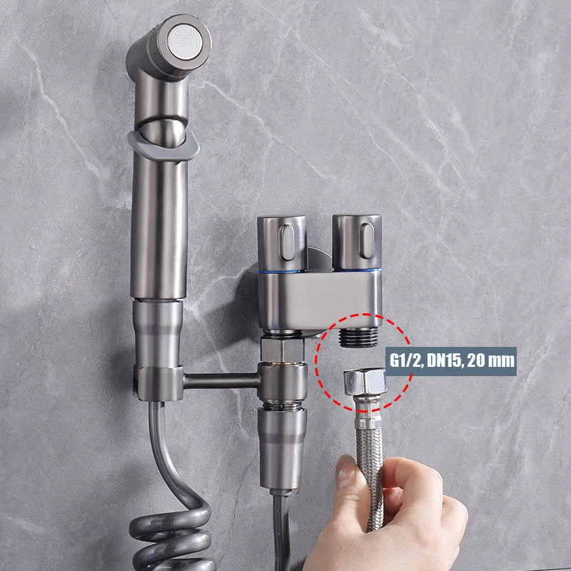 Handheld Toilet Bidet Sprayer Bidet Faucet Shower Head Hygienic Shower Toilet Faucets Double Outlet Bidet Toilet Accessories