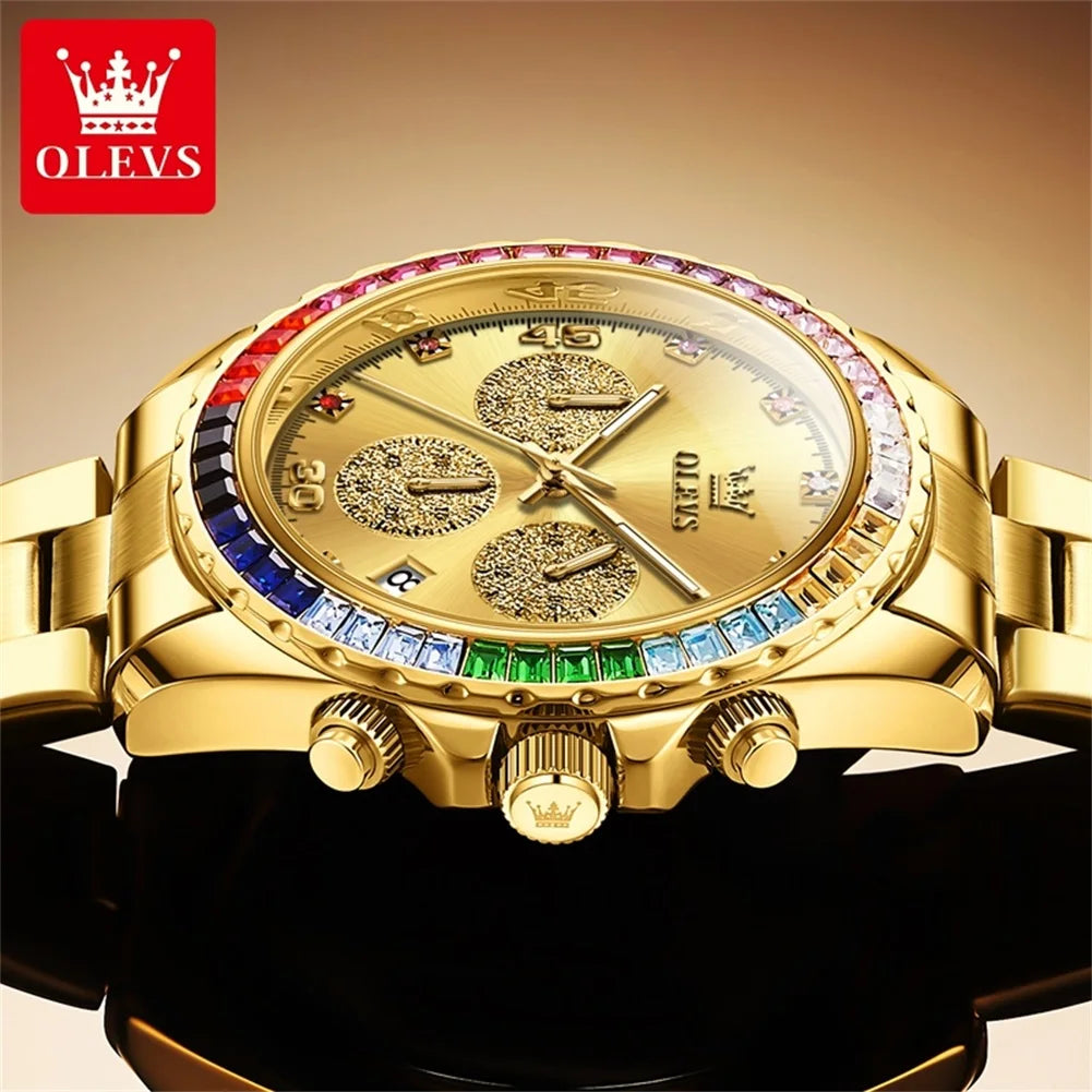 OLEVS 2939 Watches For Man Original Brand Multifunctional Quartz Watch Waterproof Luminous Stainless Steel Men Watches Reloj