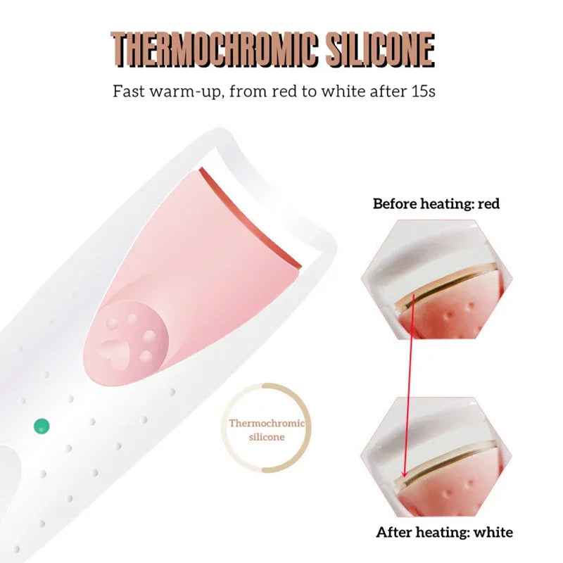 1pc Electric Heated Eyelash Curler with Eyelash Card Makeup Eye Lashes Curler Tools Longlasting Eye Lash Perm Eyelashes Clip