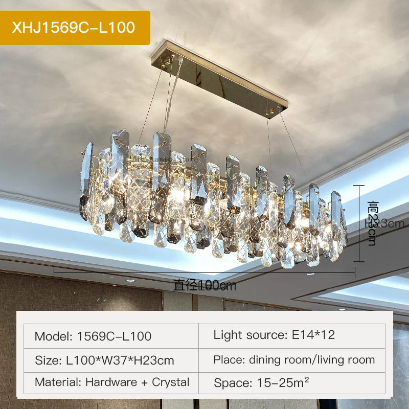 Postmodern Light Luxury LED Crystal Chandelier Atmosphere Dining Room High-end Home Bedroom Kitchen Living Room Pendant Lights