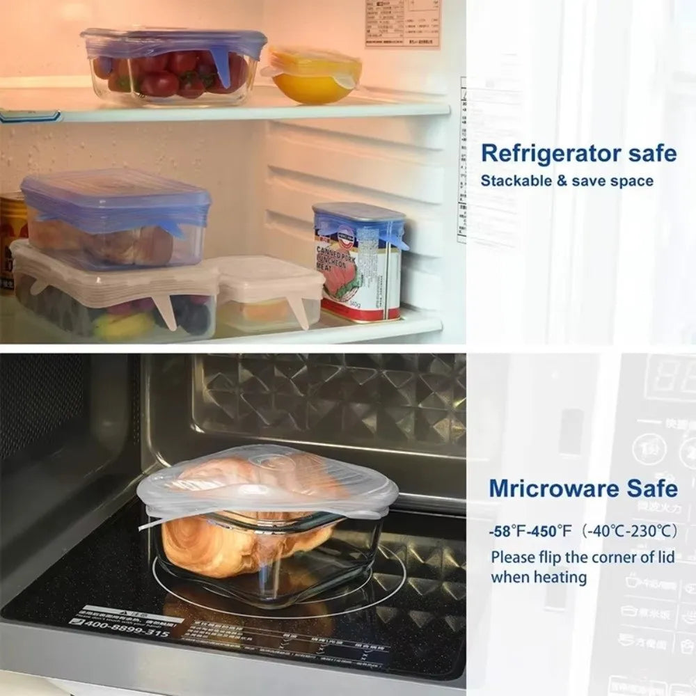 6PCS Food Reusable Fresh-keeping Cover Kitchen Gadgets Non-slip Bowl Cap Stretch Silicone Lids