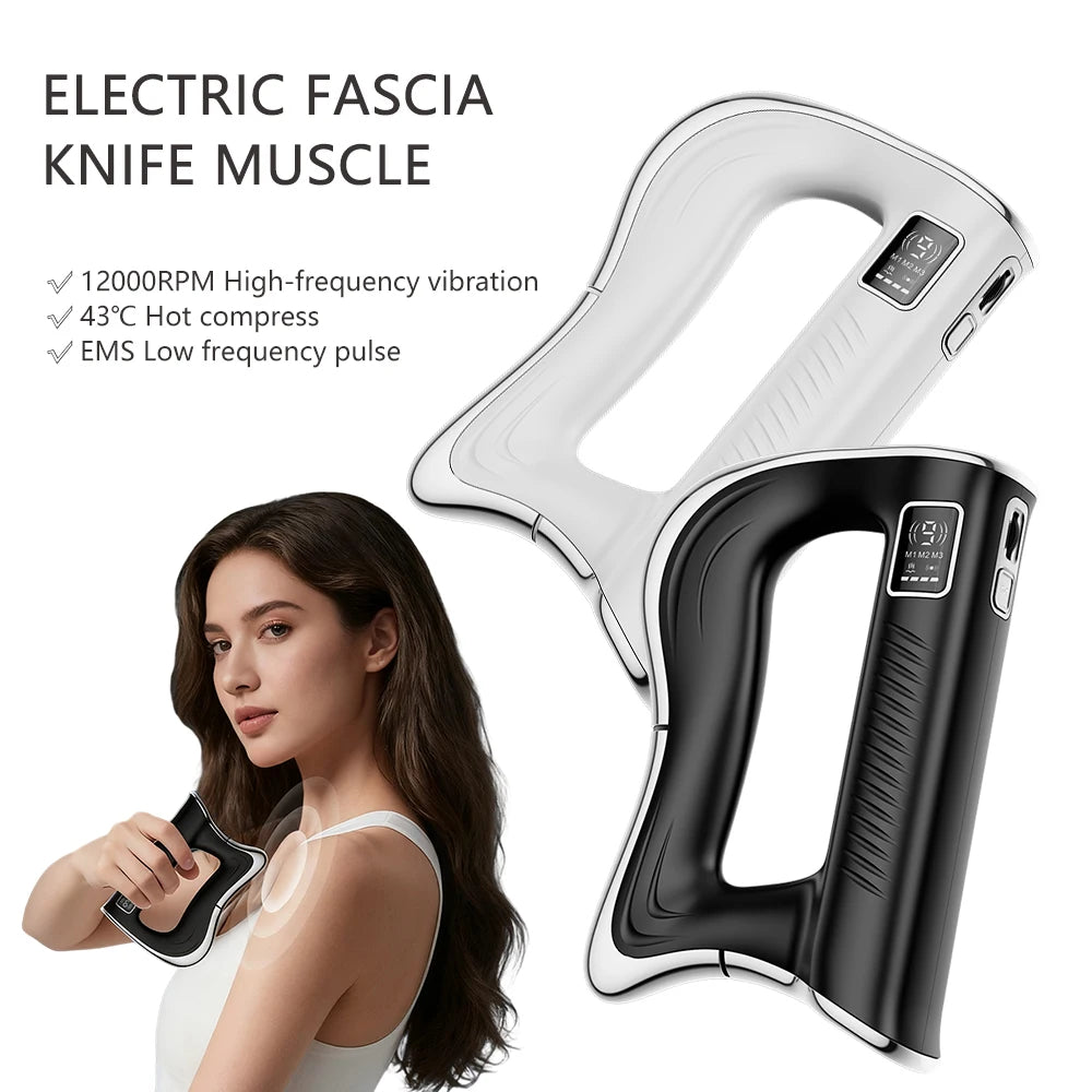 Electric Fascia Knife Massager High Frequency Vibration Muscle Scraper 9 Gears Portable Full Body Deep Tissue Muscle Relaxation Device for Gym Office Home