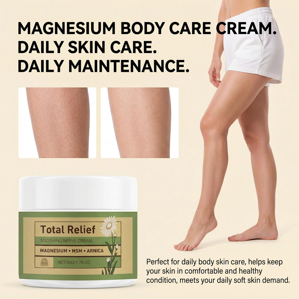 Magnesium Soothing Cream | Relieve Nerves Tension Reduce Muscle Discomforts Joint Care Fast Absorb | Total Relief Body Cream