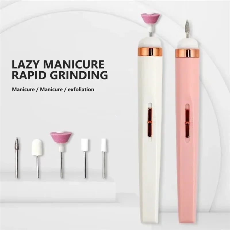 Nail Polishing Machine Electric Nail Grinder With Light Portable Mini Electric Manicure Art Pen Tools With Bag For Gel Removing