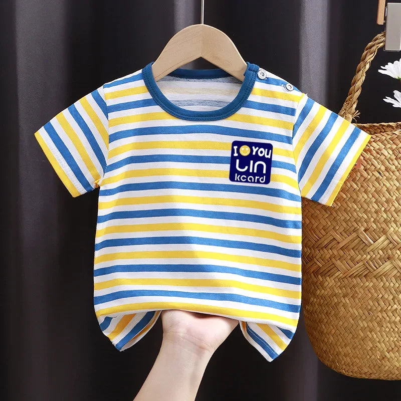 Baby Summer T-shirts Kids Toddler Children's Clothing Cartoon Print Cotton Tee Tops Boys and Girls Clothes