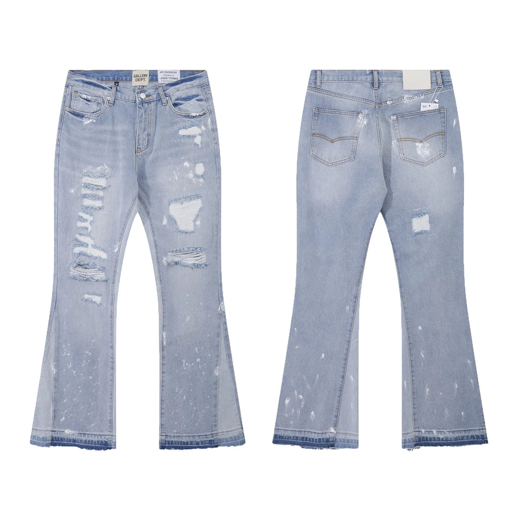 Denim Bell-bottoms Washed And Worn Patchwork Jeans