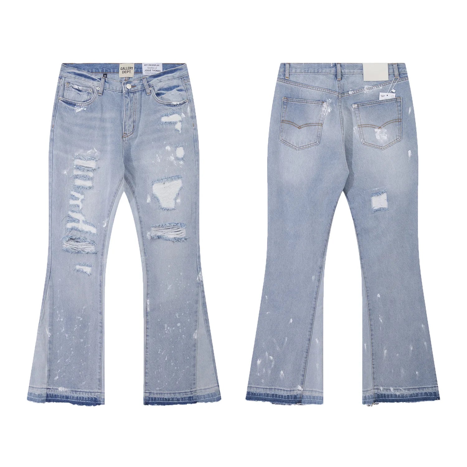 Denim Bell-bottoms Washed And Worn Patchwork Jeans