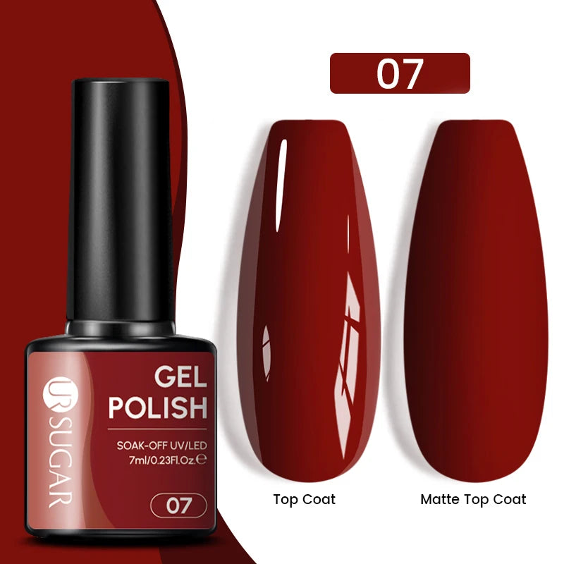 UR SUGAR 7ML Valentine’s Day Gel Nail Polish 107 Colors Classic Black Red Glitter Semi Permanent Autumn Soak Off UV Gel Varnish