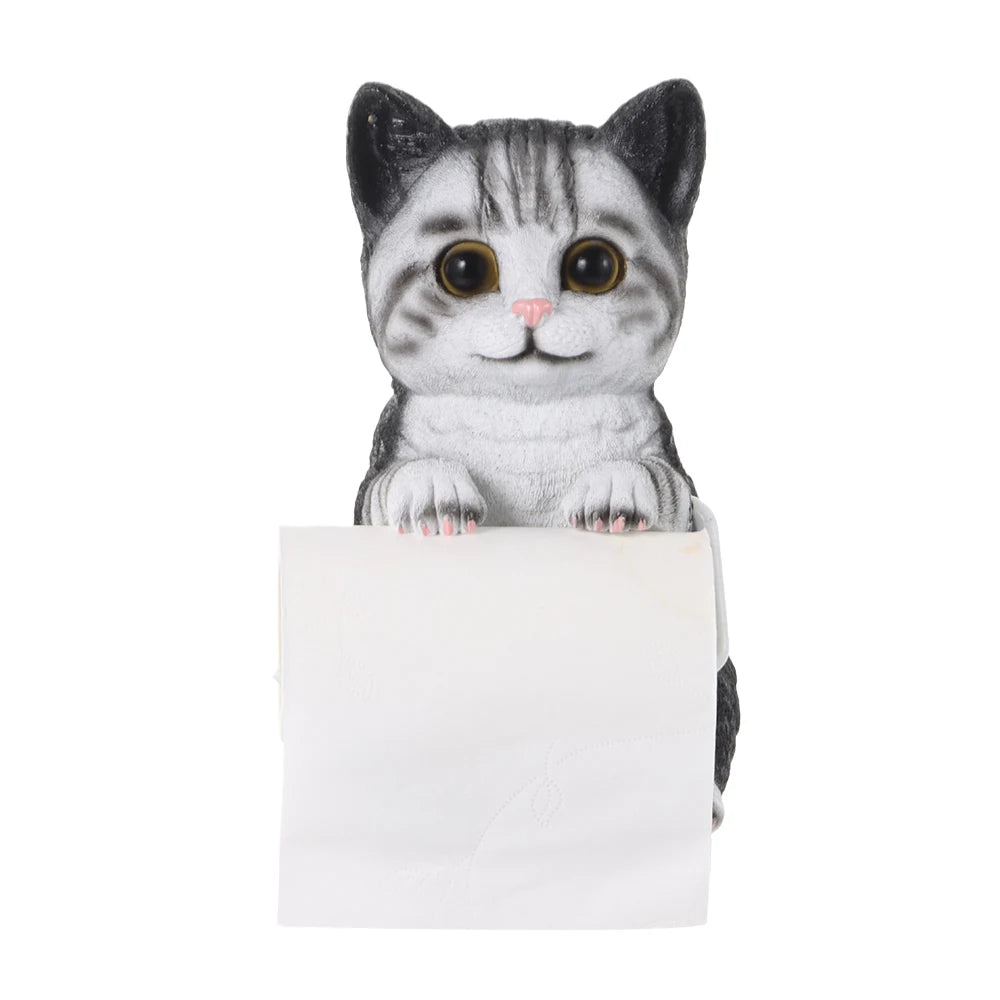 Resin Cat Toilet Paper Holder Wall Mounted Storage Dispenser Bathroom Paper Towel Dispenser Kitchen Tissue Dispenser