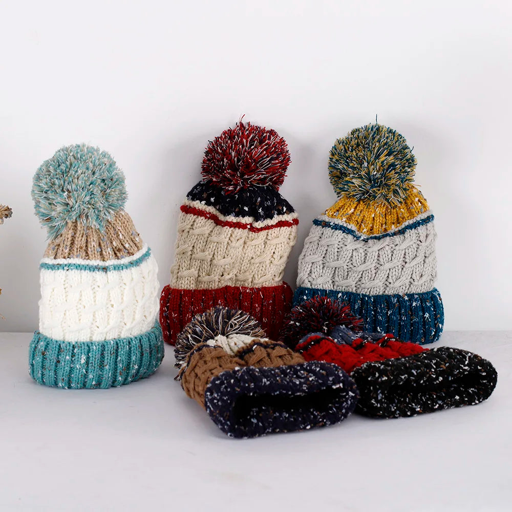 2024 skiing Cashmere Woman Winter Hat Autumn Beanies With Pompom Warm Wool Skullies fashion acrylic beanies winter hat