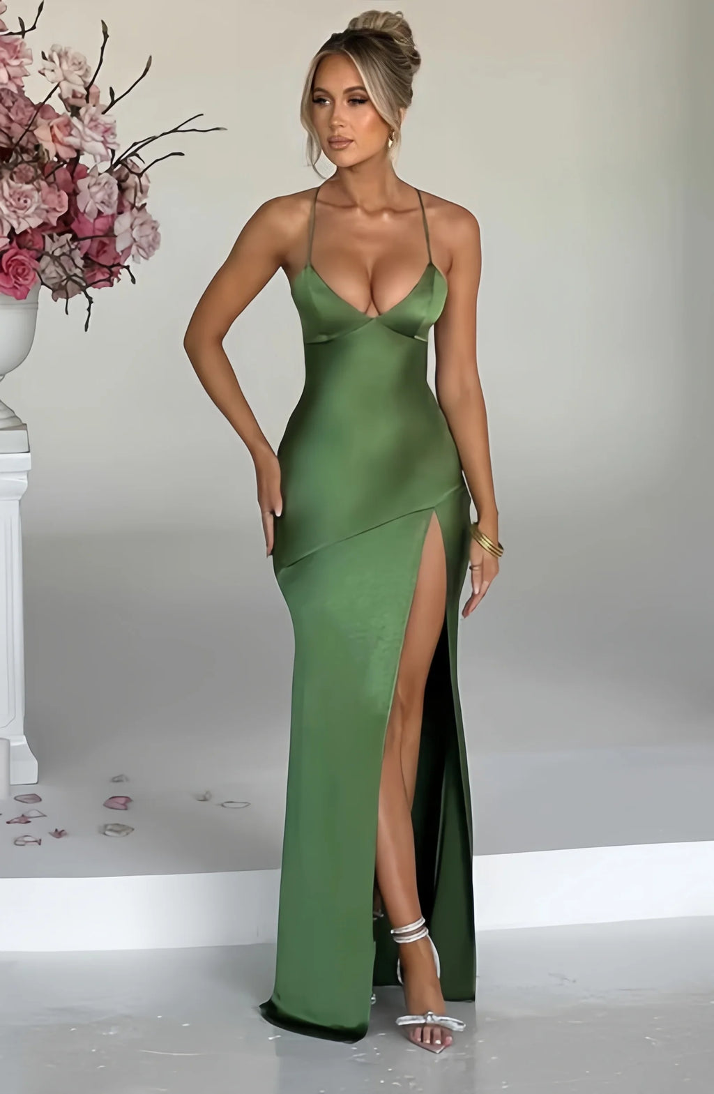 Butter Yellow Satin Bias Cut Lace Patchwork Midi Dress Women's V Neck Backless Suspenders Dresses 2026 New Dinner Party Vestidos