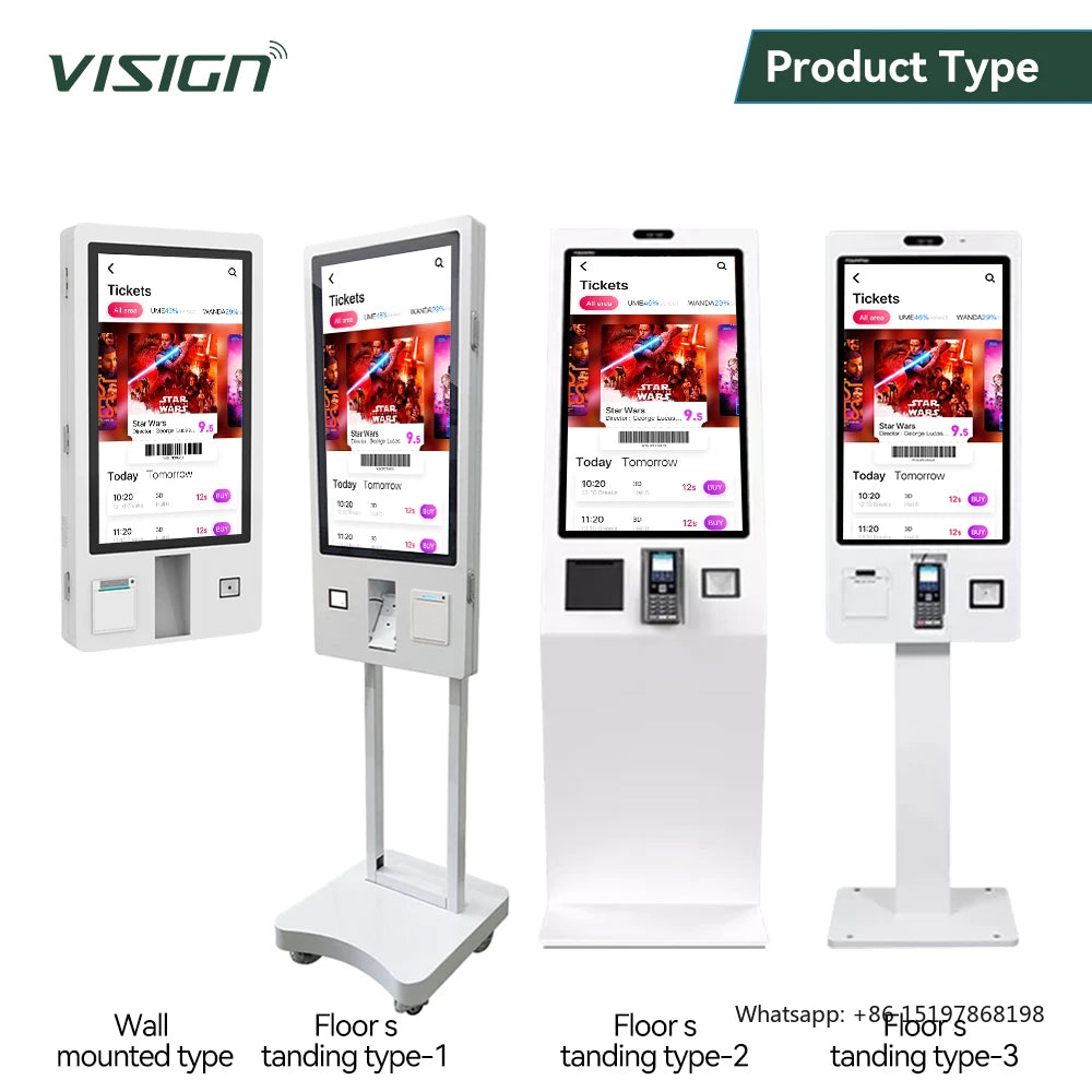 VISIGN 27 32 43 Inch Interactive Self Service Payment Kiosk Interactive Touch Screen Kiosk Self Ordering Kiosk Machine for Hotel