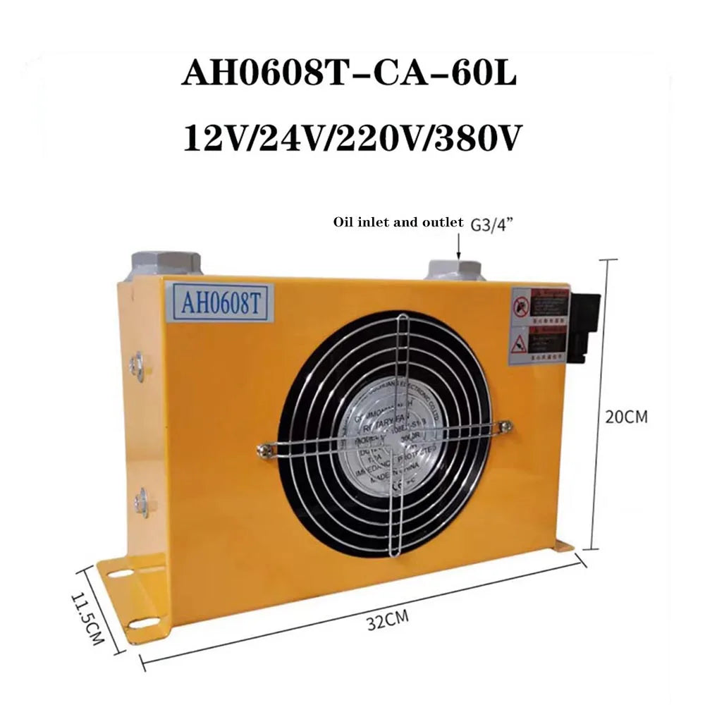 60L/min Hydraulic Air Cooler AH0608T Hot Selling Hardware Tools Air Cooled Oil Radiator Air Cooling Oil Cooler 380V 220V 24V 12V