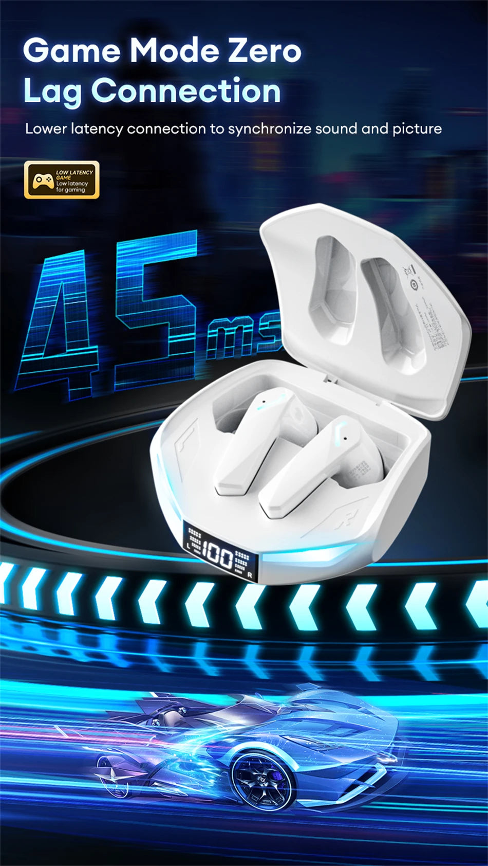 Lenovo XT53 Wireless Bluetooth 5.4 Earphones LED Digital Display Waterproof Earbuds Noise Cancelling Gaming Headset GM2 Pro Max