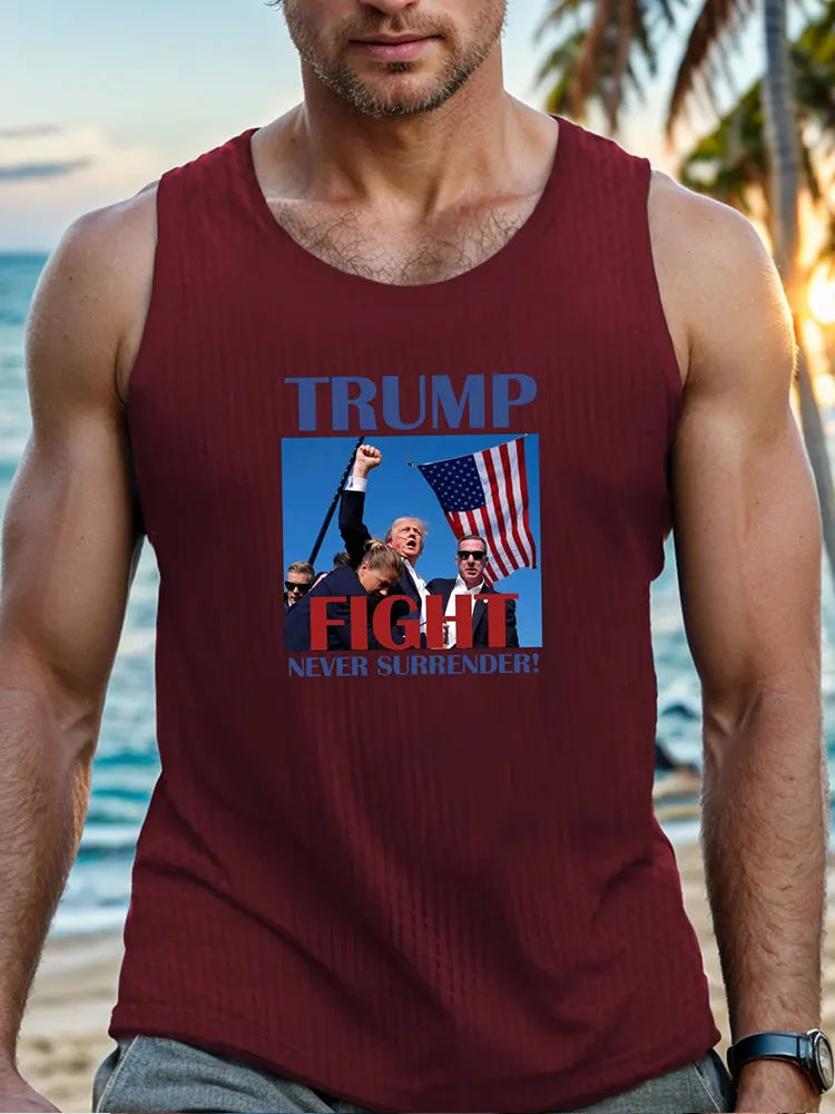 2024 Summer Outdoor Beach Men's Top Hawaiian Style Men's Tank Top Vintage Car Print Tank Top Everyday Casual Sleeveless T-shirt
