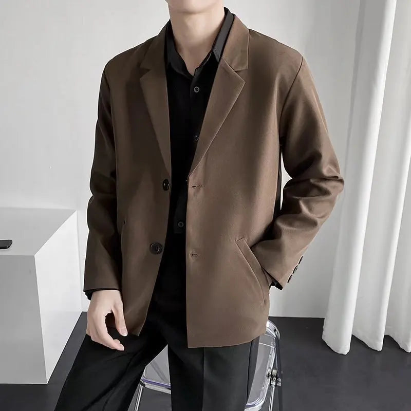 2025 men's spring and autumn casual suit jacket fashionable lightweight work office business slim fit Western style top