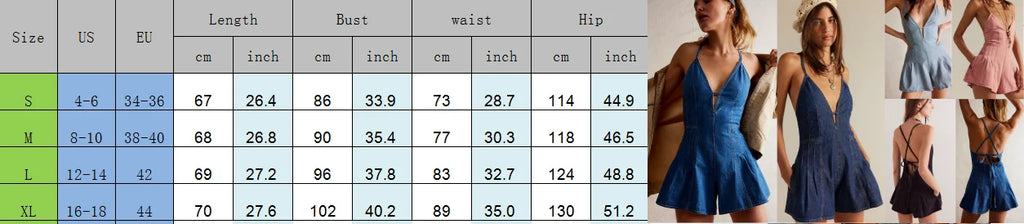 Combhasaki Women Summer Y2K Retro V-Neck Denim Shorts Jumpsuits Cross Tied Zip-up Backless Loose Wide Leg Playsuit Cute Rompers