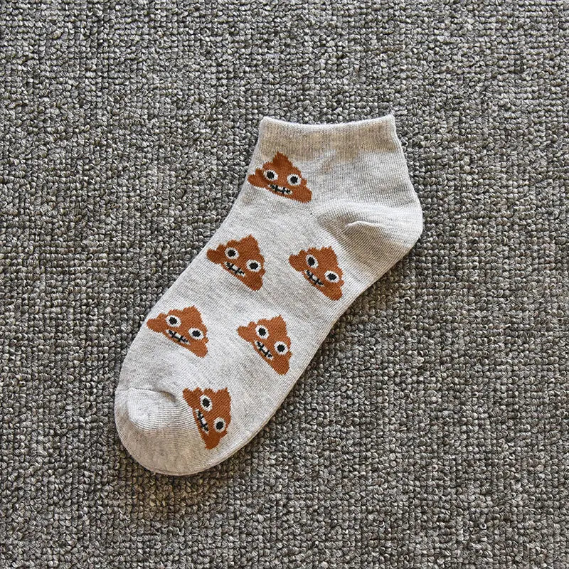 1/3 Pairs Spring and Autumn Fashion New Cartoon Abstract Men's Mid Tube Socks Trend Personality Funny Happy Poop Men's Socks