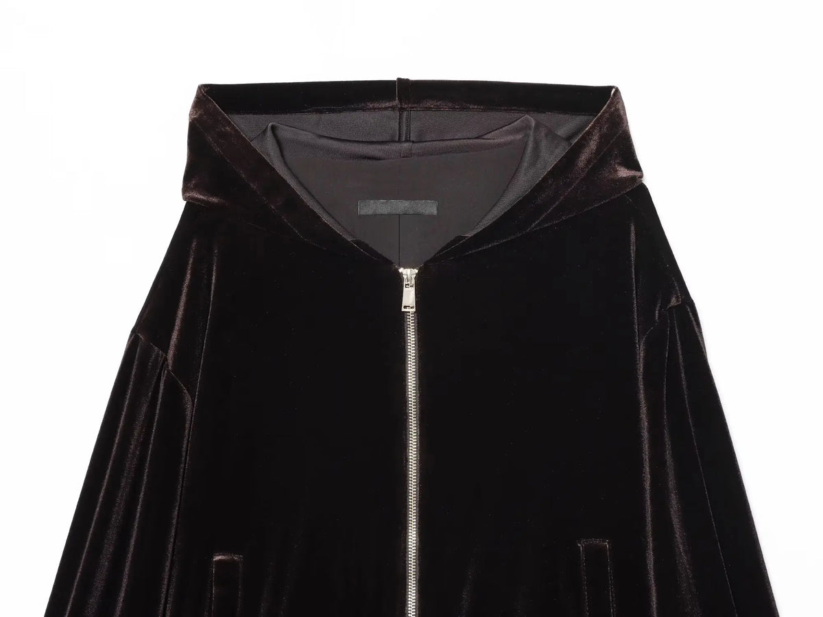 HH Woman Hooded Long Sleeves Zipper Velvet Jacket Drawstring Straight Wide Leg Pants Female Autumn Casual Loose Two Piece Set