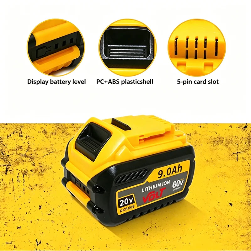 For DEWALT Battery 60V 9.0AH 12.0AH 18.0AH, Rechargeable Lithium-ion Battery, DCB609，DCB118，DCB606，Power Tool Battery